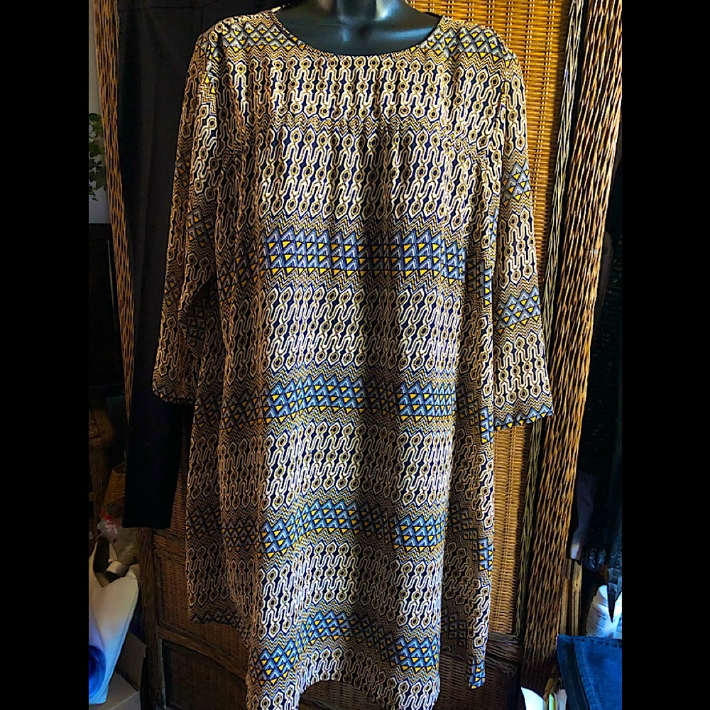 💜💜3/$15💜💜H&M AZTEC PRINT DRESS/TOP- size 14 nwot